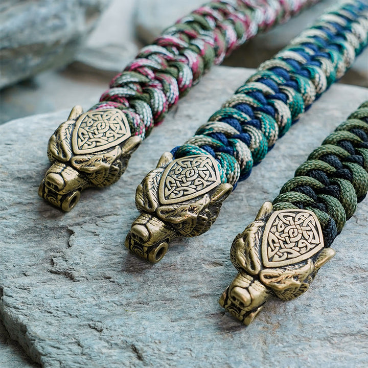 WorldNorse Wikinger-Armband mit Leopardenschild und Paracord-Flechtmotiv - image 13