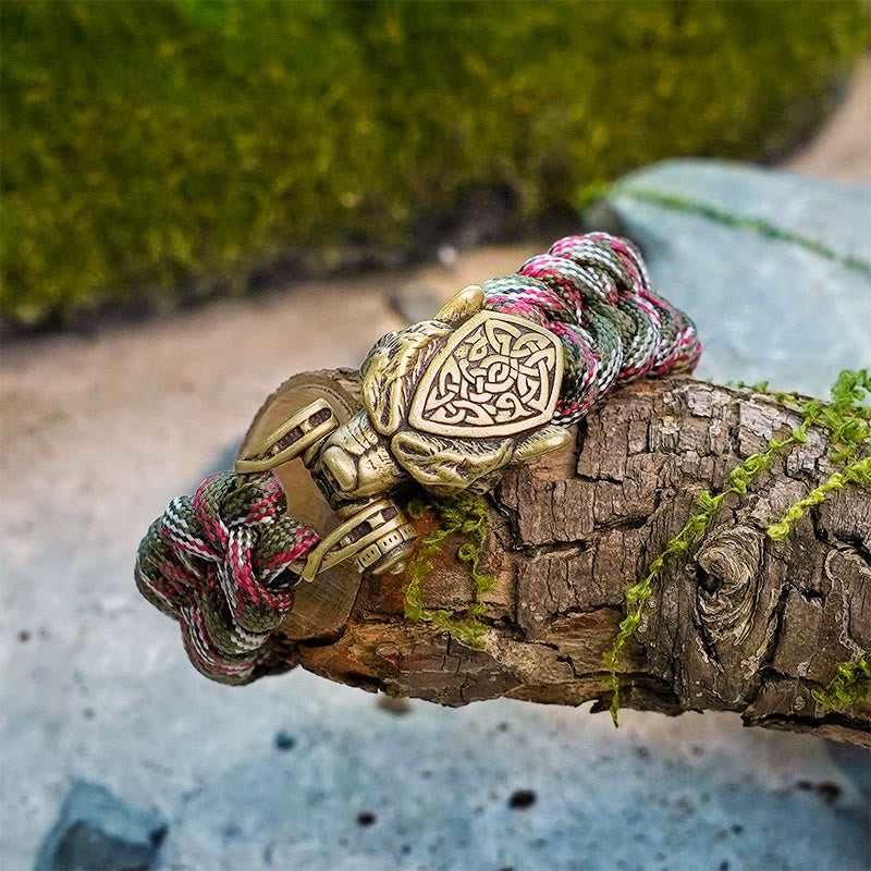 WorldNorse Wikinger-Armband mit Leopardenschild und Paracord-Flechtmotiv - image 6