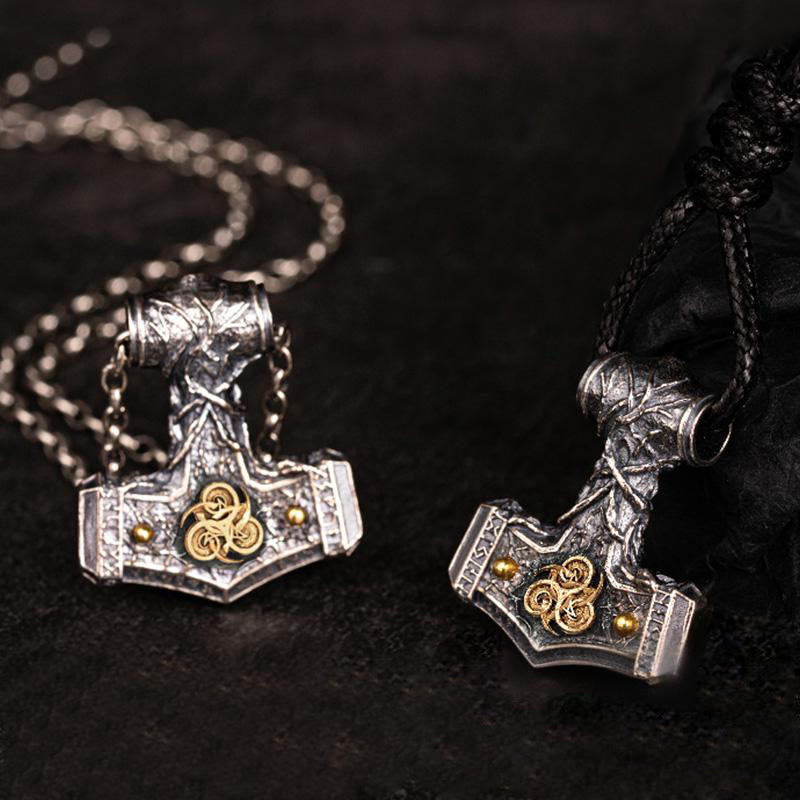 WorldNorse Halskette aus handgefertigtem 925er Silber mit Thorshammer und Hurricane Force - image 2