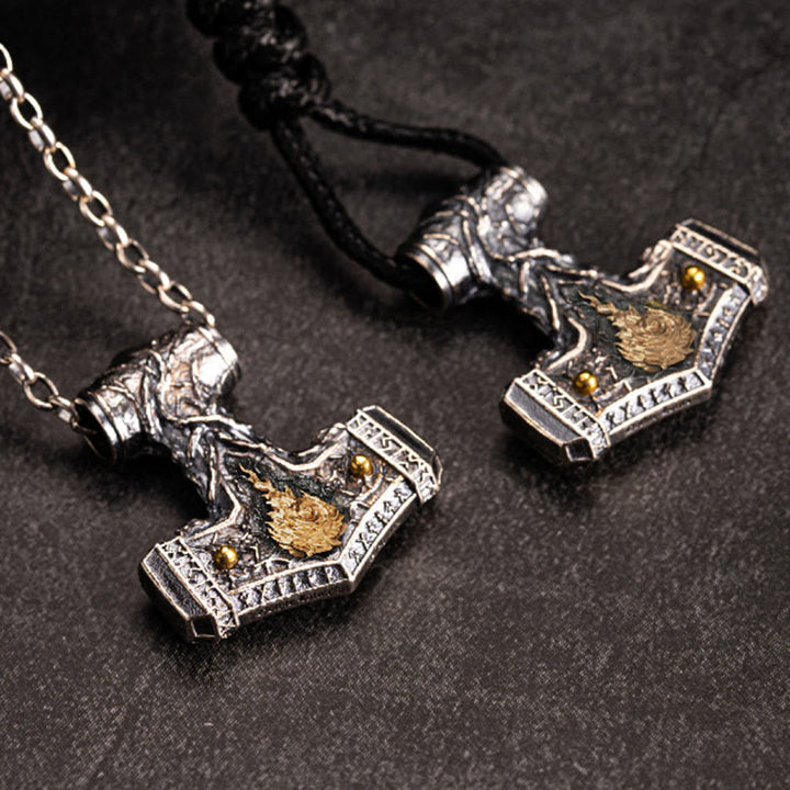 WorldNorse Halskette „Song of Flame“ aus handgefertigtem 925er Silber mit Thorshammer - image 2
