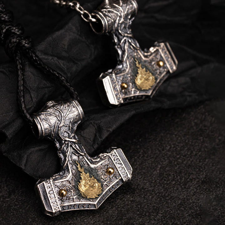 WorldNorse Halskette „Song of Flame“ aus handgefertigtem 925er Silber mit Thorshammer - image 4