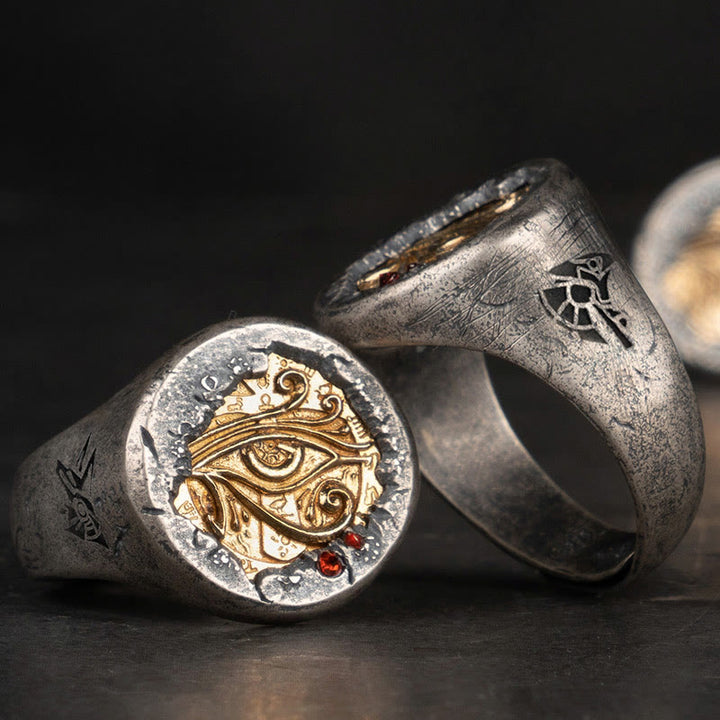 WorldNorse handgefertigtes 925er Silber Linkes Auge des Horus Ring - image 2