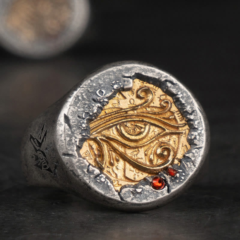 WorldNorse handgefertigtes 925er Silber Linkes Auge des Horus Ring - US 7-US 12 - NEIN DANKE - image 0