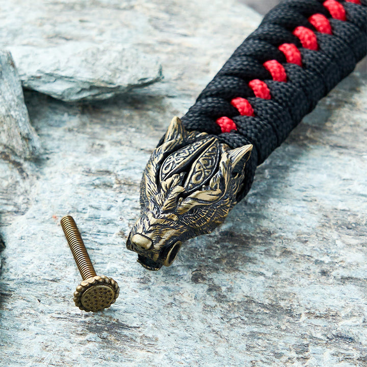 WorldNorse Armband aus geflochtenem Paracord mit Wikinger-Krieger und Wolf - image 3