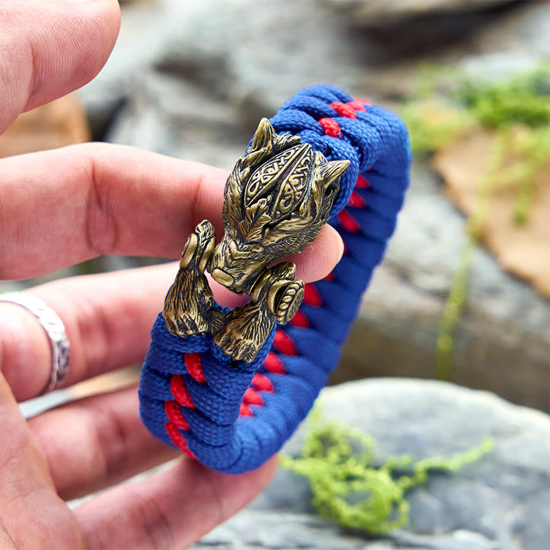 WorldNorse Armband aus geflochtenem Paracord mit Wikinger-Krieger und Wolf - image 8