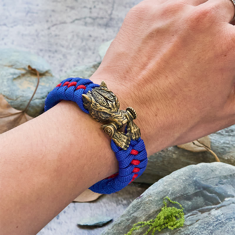 WorldNorse Armband aus geflochtenem Paracord mit Wikinger-Krieger und Wolf - image 8