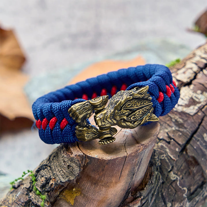 WorldNorse Armband aus geflochtenem Paracord mit Wikinger-Krieger und Wolf - image 7