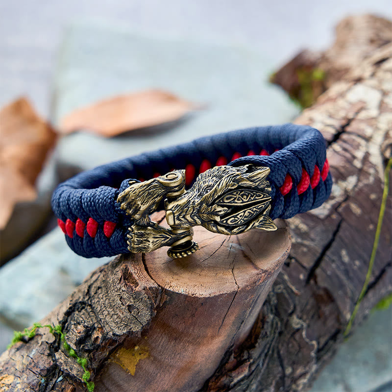 WorldNorse Armband aus geflochtenem Paracord mit Wikinger-Krieger und Wolf - image 10