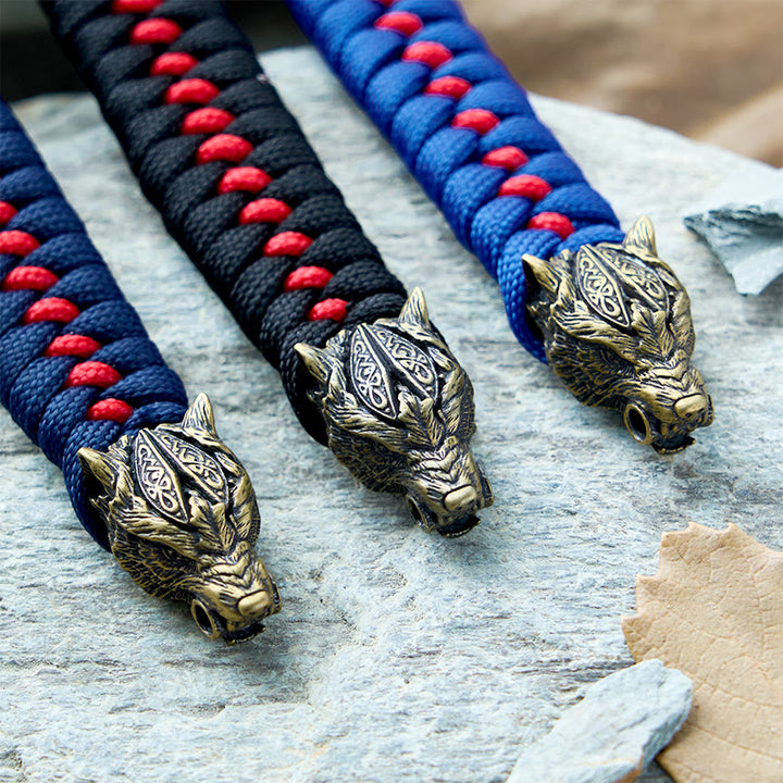 WorldNorse Armband aus geflochtenem Paracord mit Wikinger-Krieger und Wolf - image 14