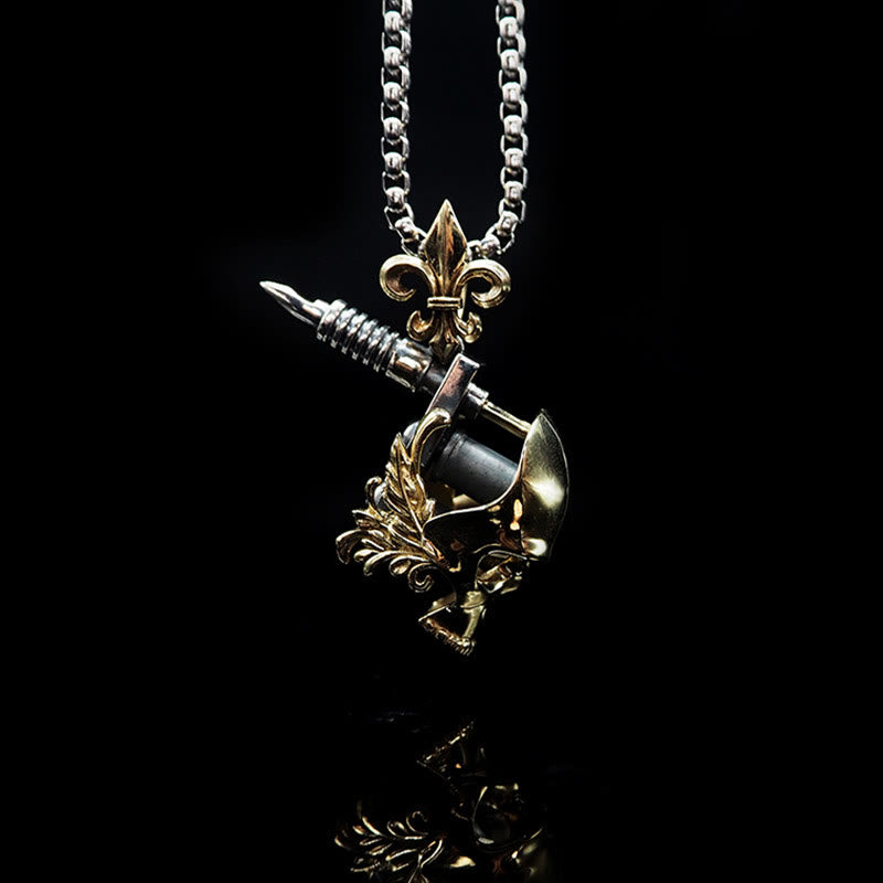 WorldNorse Totenkopf Tattoo Maschine Halskette - Mit Kette - image 1