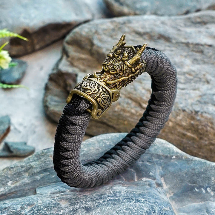 WorldNorse Mythology Nordischer Drache Paracord Geflochtenes Armband - Schwarz & Grau - Innenumfang: 24 cm (Gesamtlänge 28 cm) - image 9