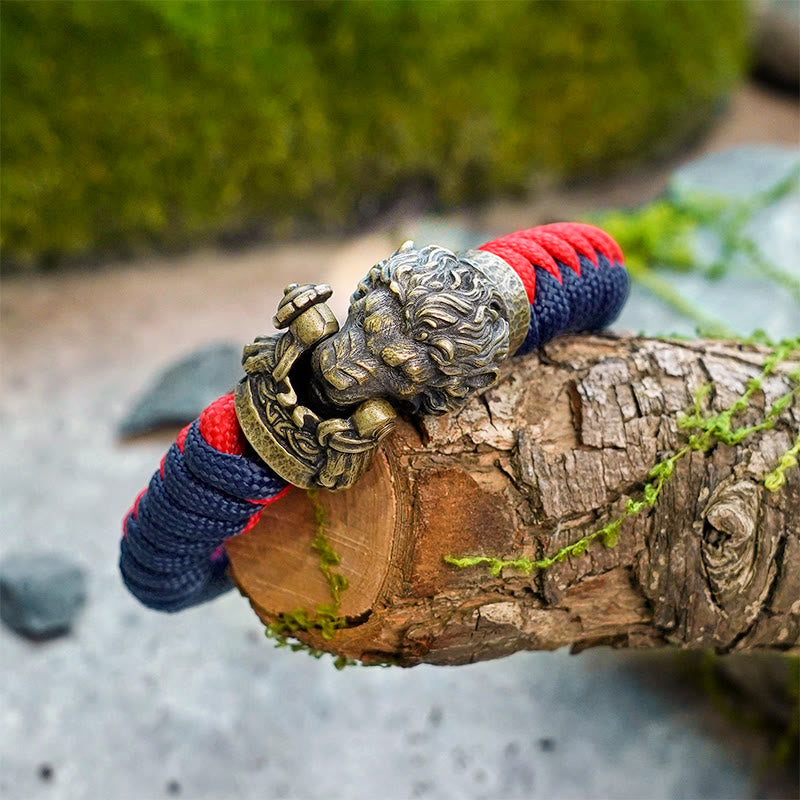 WorldNorse Vintage-Armband mit Löwenkopf-Paracord, geflochten - image 1