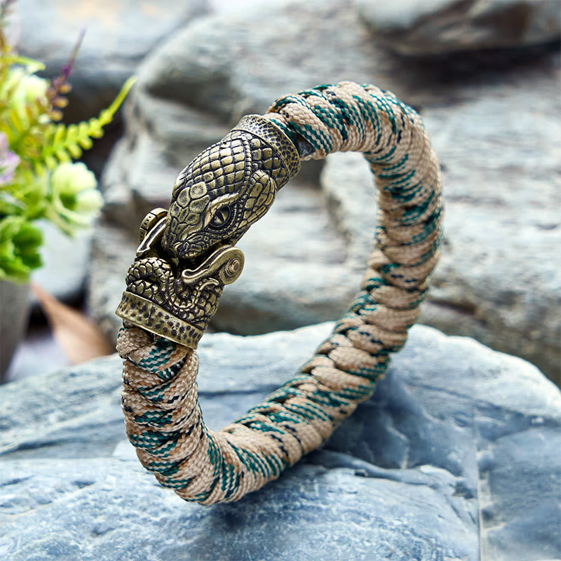 WorldNorse Wikinger-Armband mit Schlangenverschluss und Paracord-Flechtmuster - Bunt # A - Innenumfang: 24 cm (Gesamtlänge 28 cm) - image 1