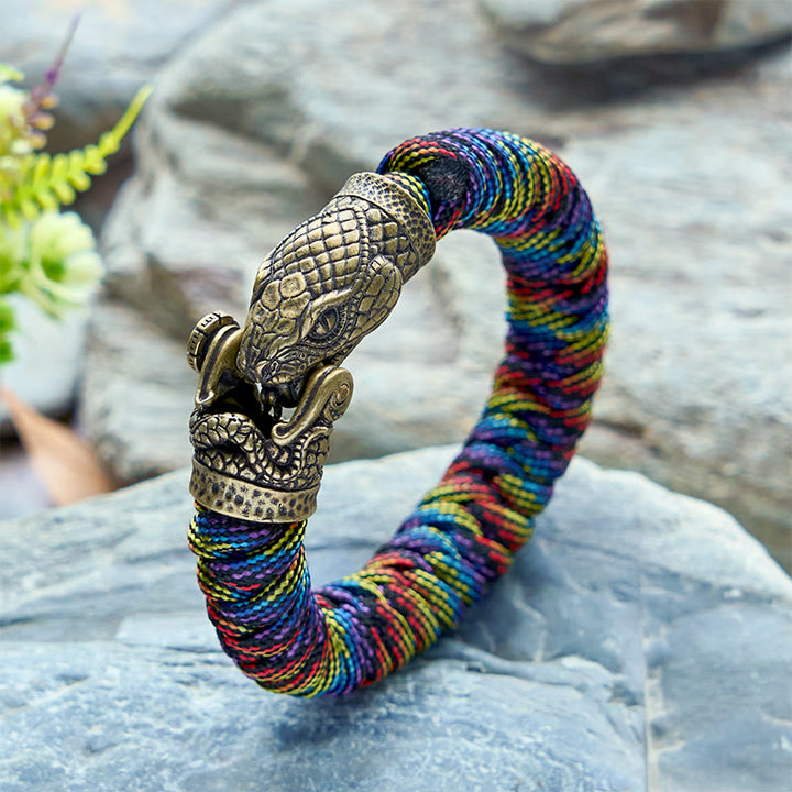 WorldNorse Wikinger-Armband mit Schlangenverschluss und Paracord-Flechtmuster - Bunt # C - Innenumfang: 24 cm (Gesamtlänge 28 cm) - image 9