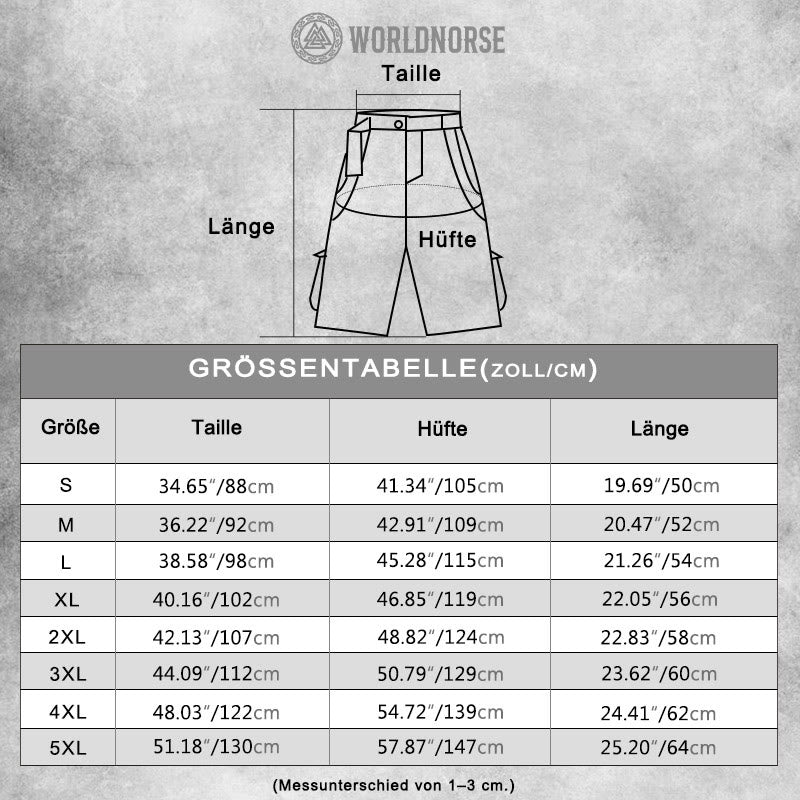 WorldNorse – Blaue Cargo-Shorts mit Wikinger-Print - image 1