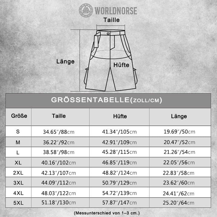 WorldNorse – Blaue Cargo-Shorts mit Wikinger-Print - image 1