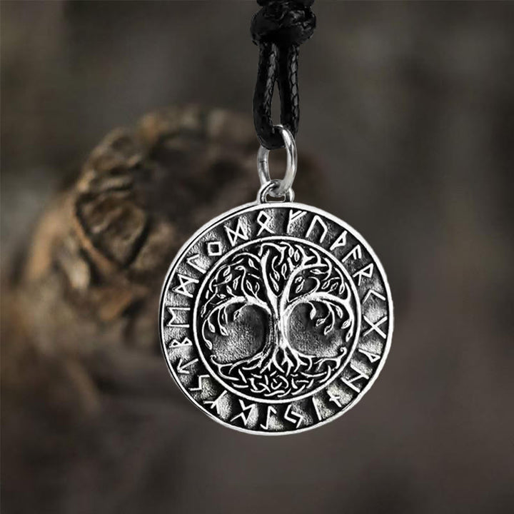 WorldNorse Halskette mit Yggdrasil Rune , 925er Sterlingsilber - Mit Wachsseil - image 3