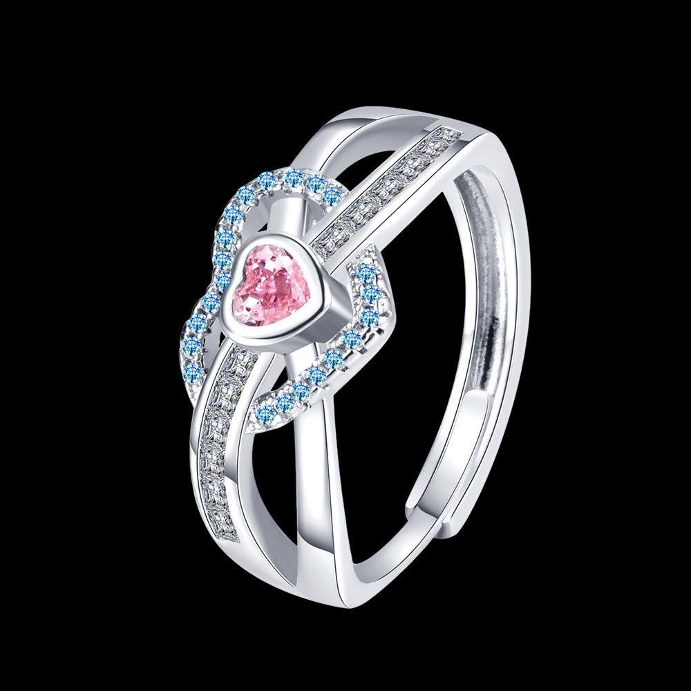 WorldNorse Freyas Winterherz-Rosenring - Blaues & Rosa Herz - Einstellbar - image 13