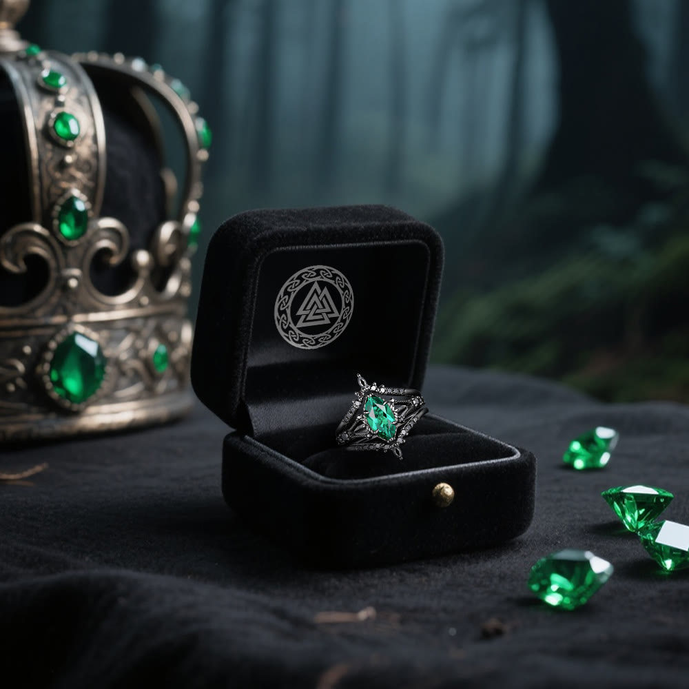 WorldNorse Mystic Smaragdkrone 3-teiliges Ringset - image 4