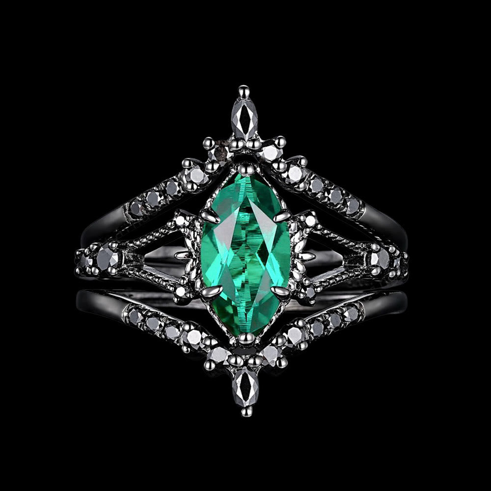 WorldNorse Mystic Smaragdkrone 3-teiliges Ringset - 65mm - image 0