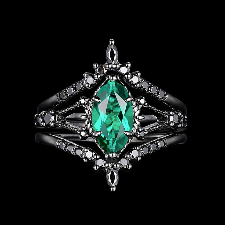 WorldNorse Mystic Smaragdkrone 3-teiliges Ringset - 65mm - image 0