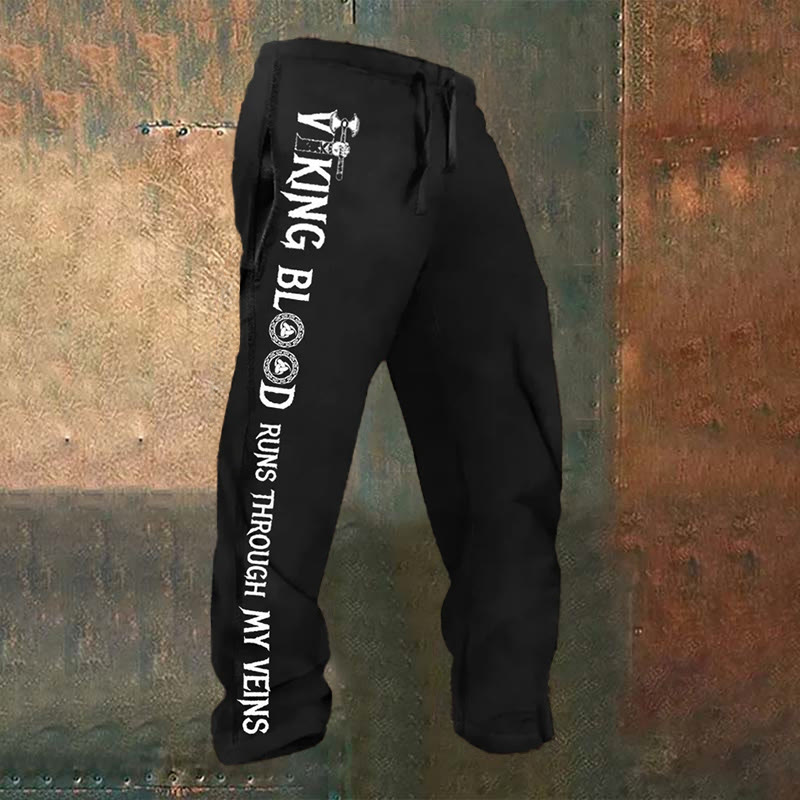 WorldNorse – Jogginghose mit Wikinger-Blutslogan-Muster - US/UK/AU52, EU62 (6XL) - image 1