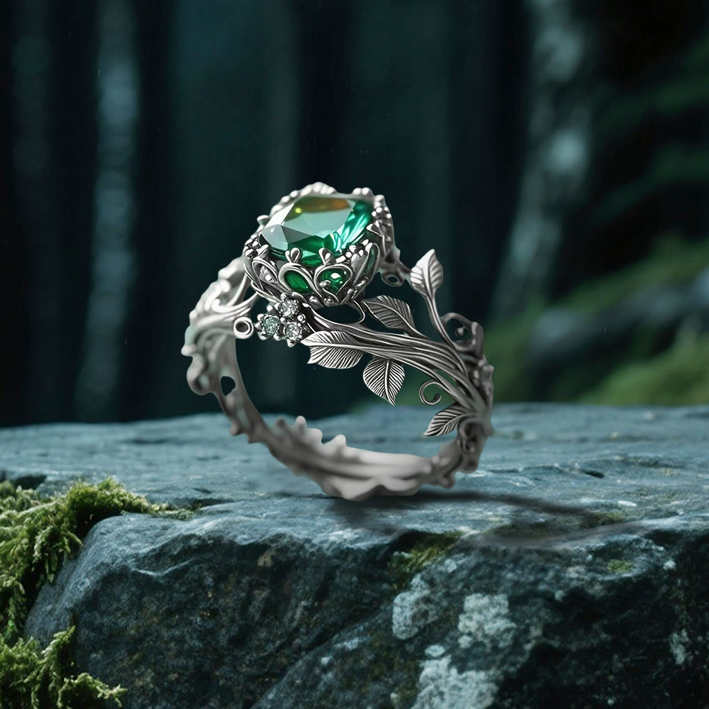 WorldNorse Smaragd- Yggdrasil Ring - Silber - 62mm - image 10