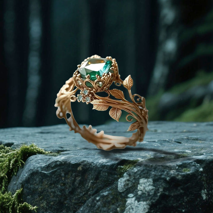WorldNorse Smaragd- Yggdrasil Ring - Gold - 62mm - image 5