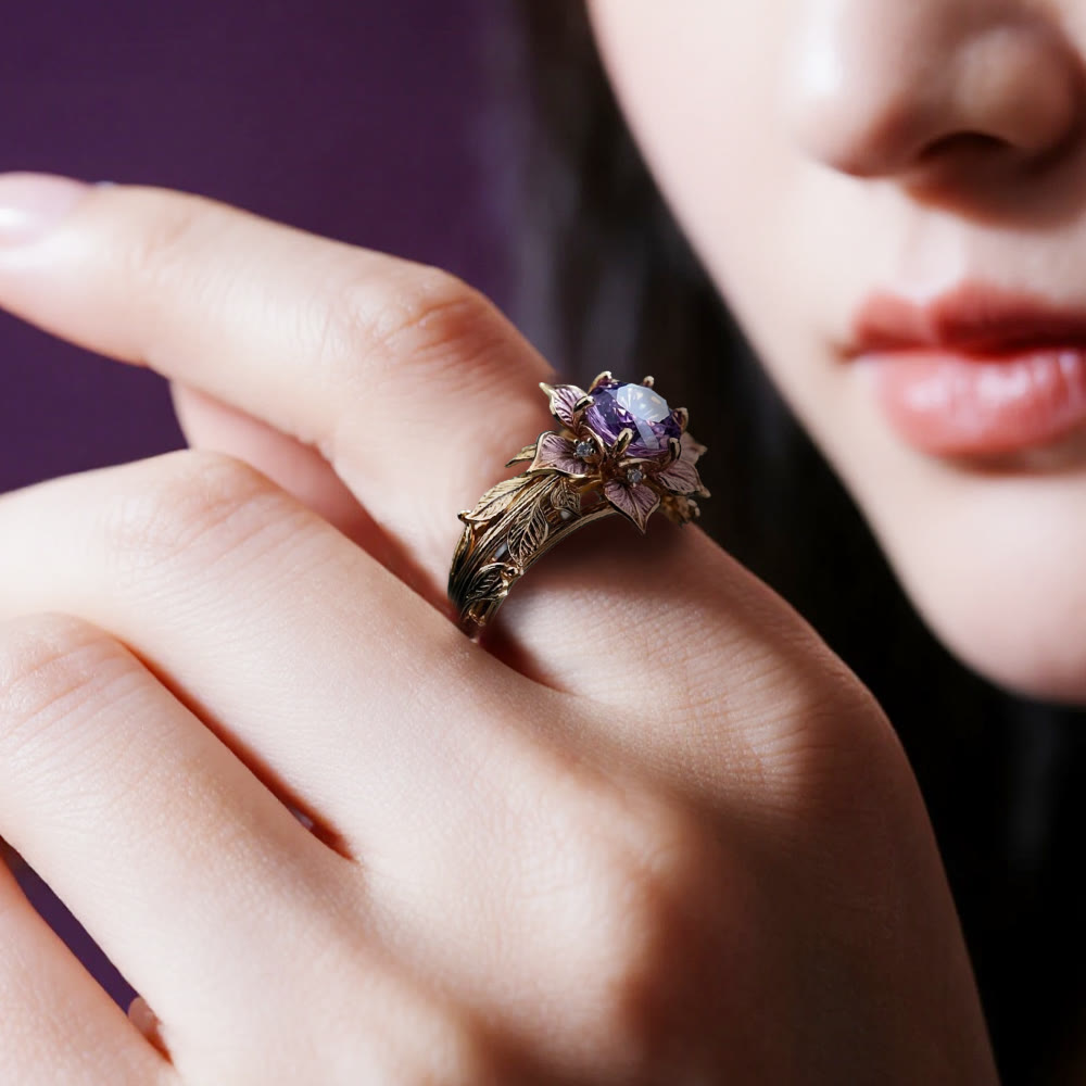 WorldNorse Twilight Bloom Amethyst-Zweitonring - image 1