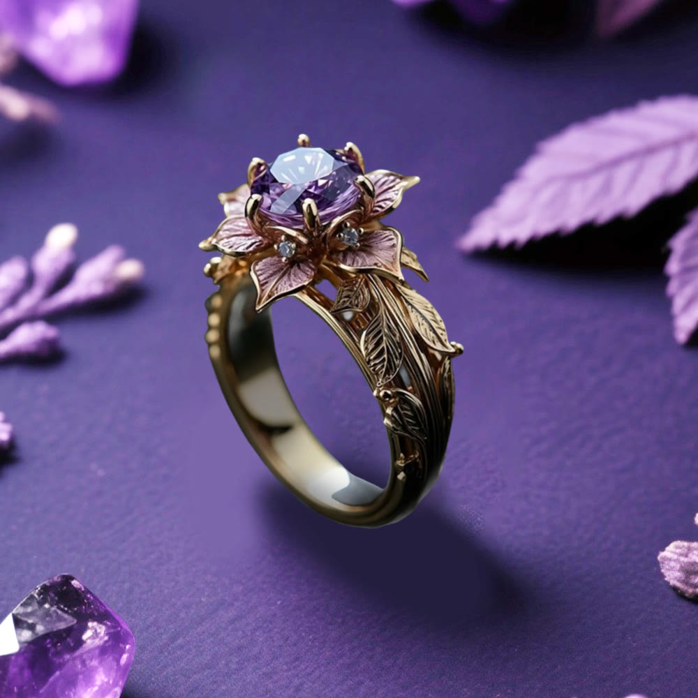 WorldNorse Twilight Bloom Amethyst-Zweitonring - 62mm - image 0