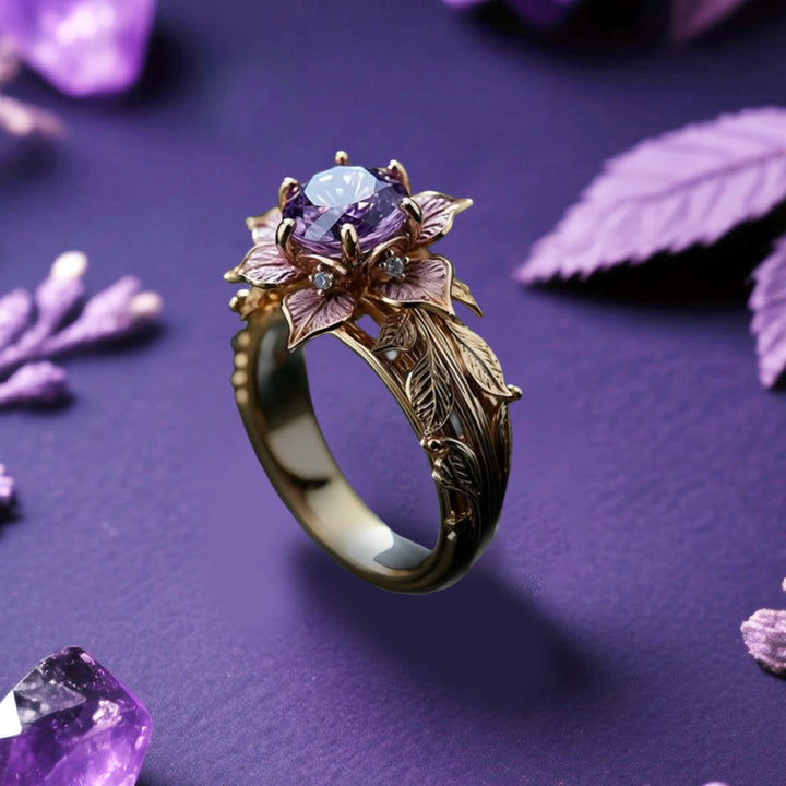 WorldNorse Twilight Bloom Amethyst-Zweitonring - 62mm - image 0