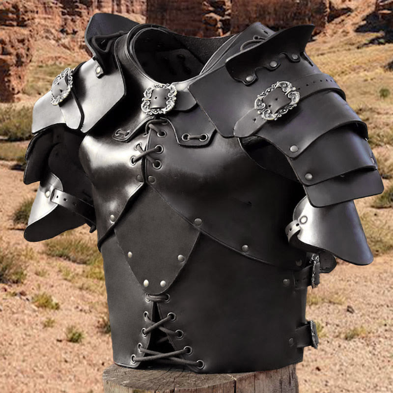 WorldNorse Mittelalterliche Brustpanzerung mit Nieten und verstellbaren Schnallen - Schwarz - image 3