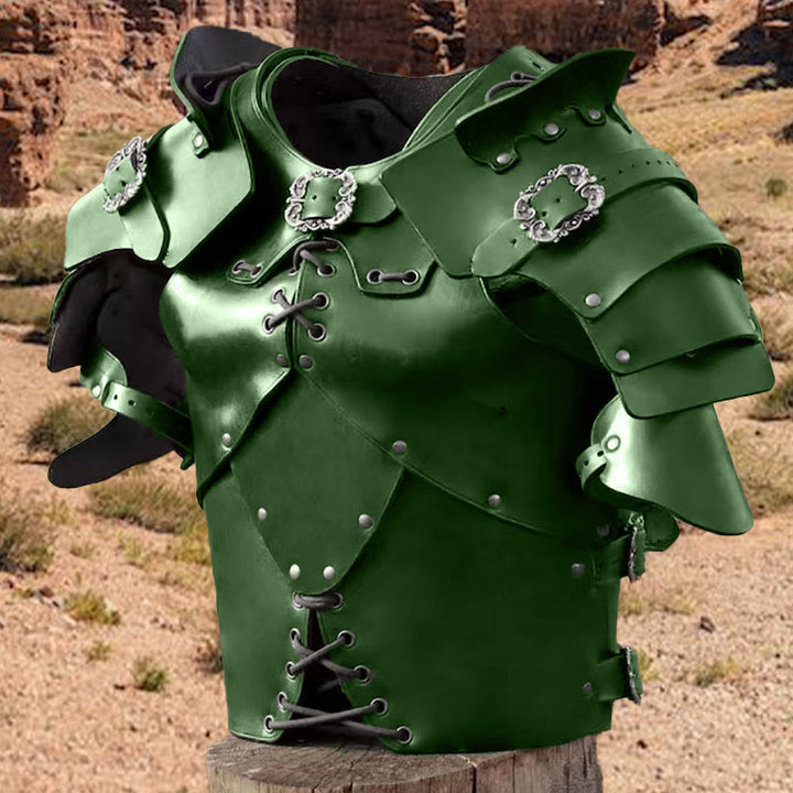 WorldNorse Mittelalterliche Brustpanzerung mit Nieten und verstellbaren Schnallen - Grün - image 5
