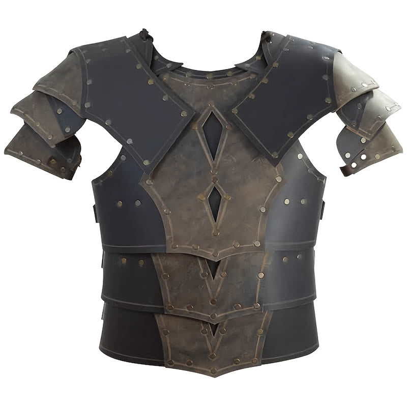 WorldNorse Vintage Warrior Brustpanzer mit zweifarbigen Nieten - Grau & Schwarz - image 4
