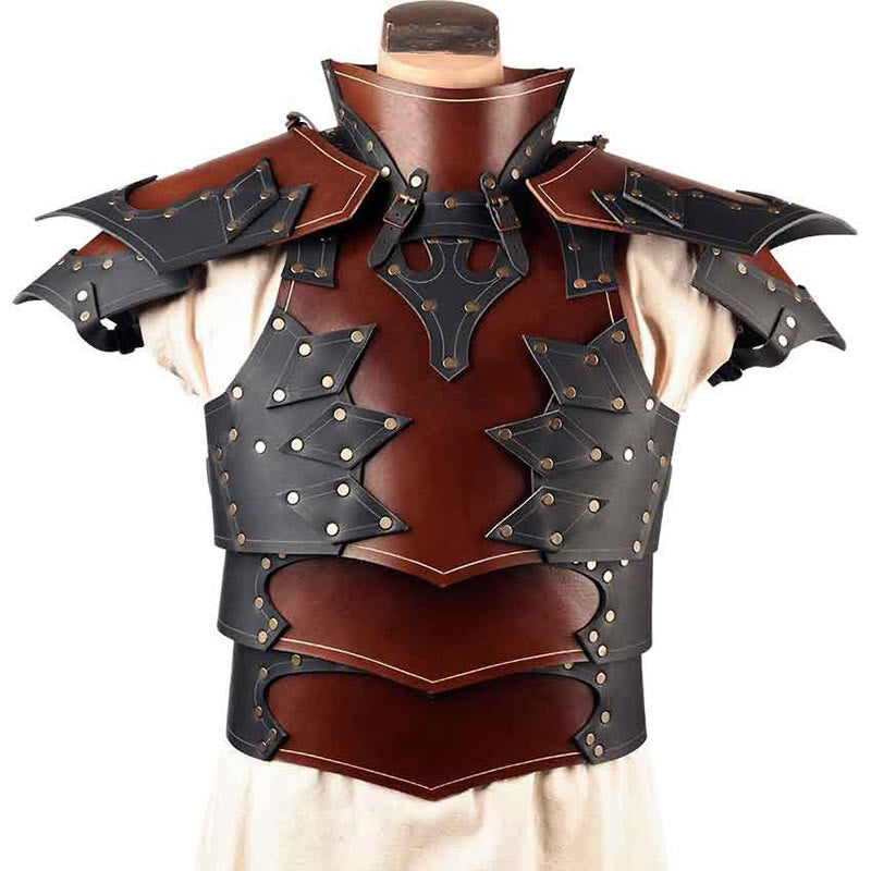 WorldNorse Mittelalter Renaissance Mehrlagige Schnallen Schulter-Brustpanzer - Braun - image 1