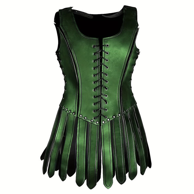 WorldNorse Damen-Korsettkleid mit Schnürung und Fransen - Grün - image 5