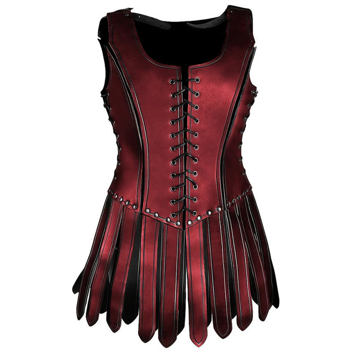 WorldNorse Damen-Korsettkleid mit Schnürung und Fransen - Rot - image 1