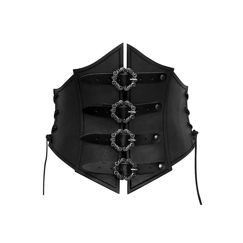 WorldNorse Brustpanzer in Schildform mit seitlicher Schnürung - Schwarz - image 2