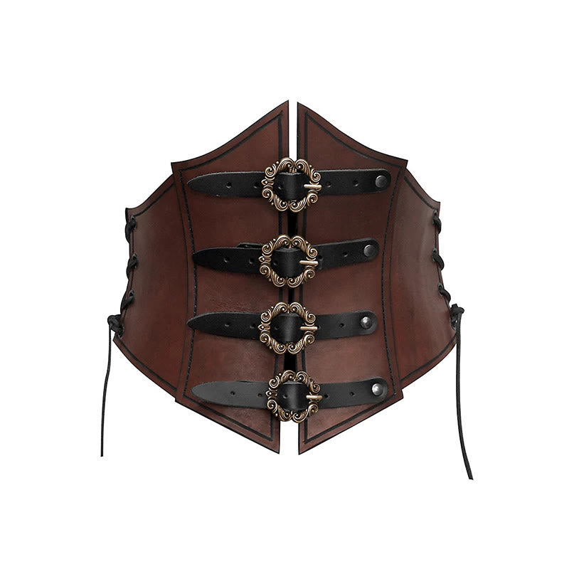 WorldNorse Brustpanzer in Schildform mit seitlicher Schnürung - Dunkelbraun - image 7