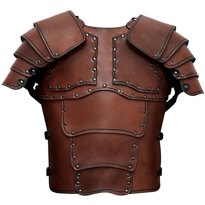 WorldNorse Retro Segmentierte Schulterpanzerung mit gebogenem Panel - Braun - image 7