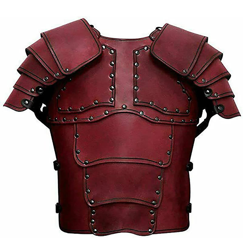 WorldNorse Retro Segmentierte Schulterpanzerung mit gebogenem Panel - Rot - image 12