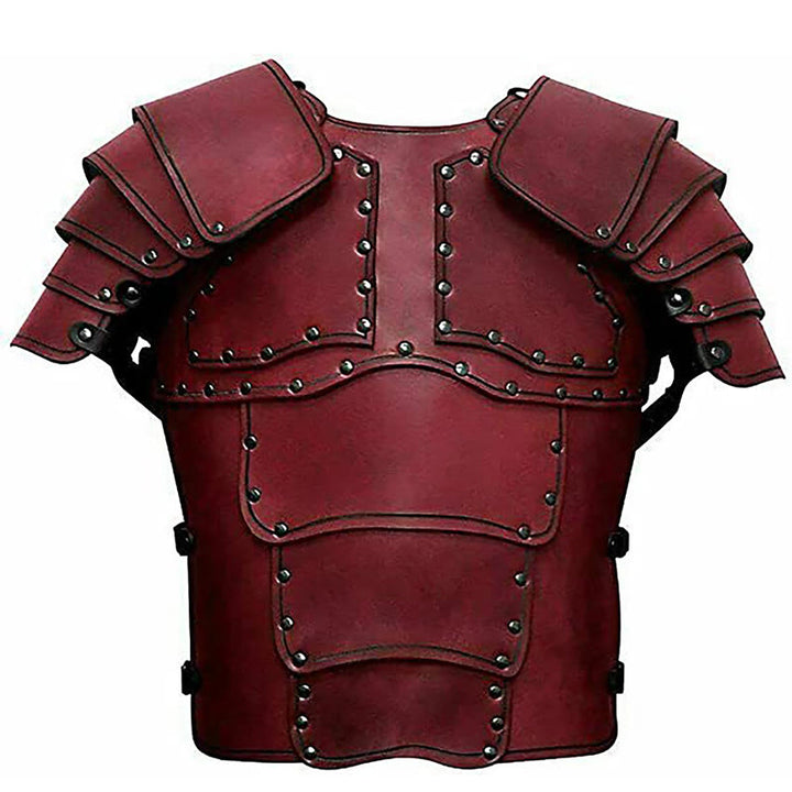 WorldNorse Retro Segmentierte Schulterpanzerung mit gebogenem Panel - Rot - image 12