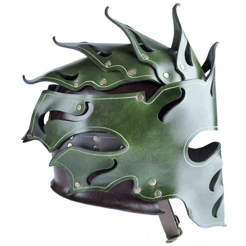 WorldNorse Woodland Flammenförmiger Lederhelm mit Nieten - image 2