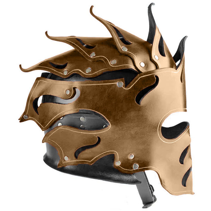 WorldNorse Woodland Flammenförmiger Lederhelm mit Nieten - Dunkelbraun - image 6