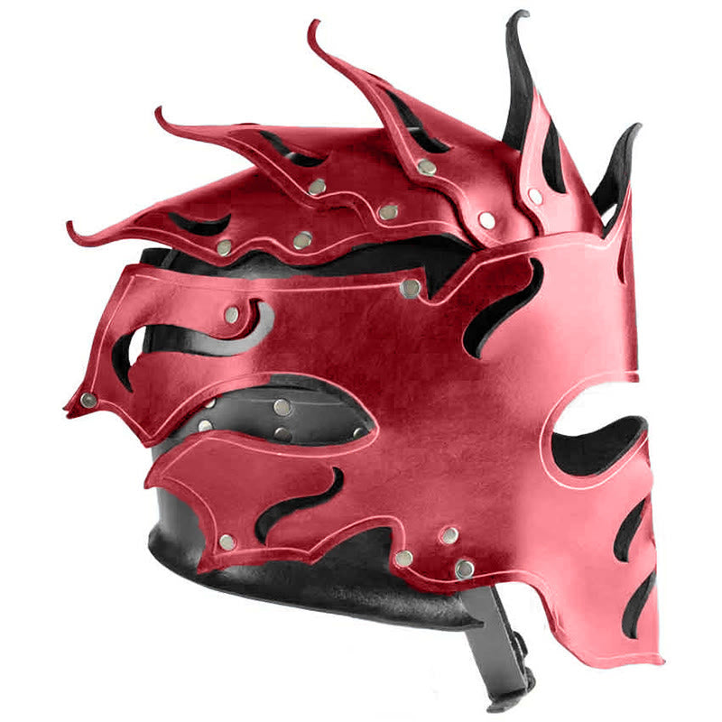 WorldNorse Woodland Flammenförmiger Lederhelm mit Nieten - Rot - image 5