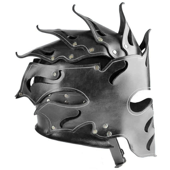 WorldNorse Woodland Flammenförmiger Lederhelm mit Nieten - Schwarz - image 4