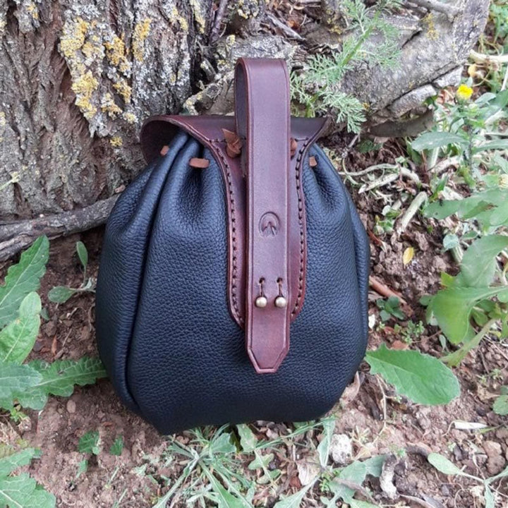 WorldNorse Mittelalterliche Steampunk-Outdoor-Kordelzugtasche - Blaues Leder - image 2