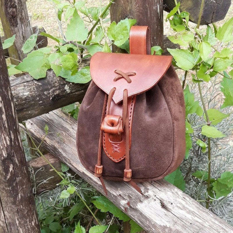 WorldNorse Mittelalterliche Steampunk-Outdoor-Kordelzugtasche - Braunes Wildleder - image 3