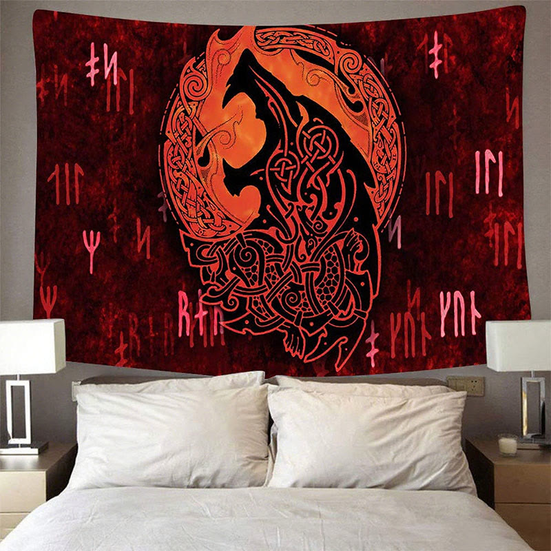 WorldNorse Verzierter Vintage Fenrir Wandteppich - image 2