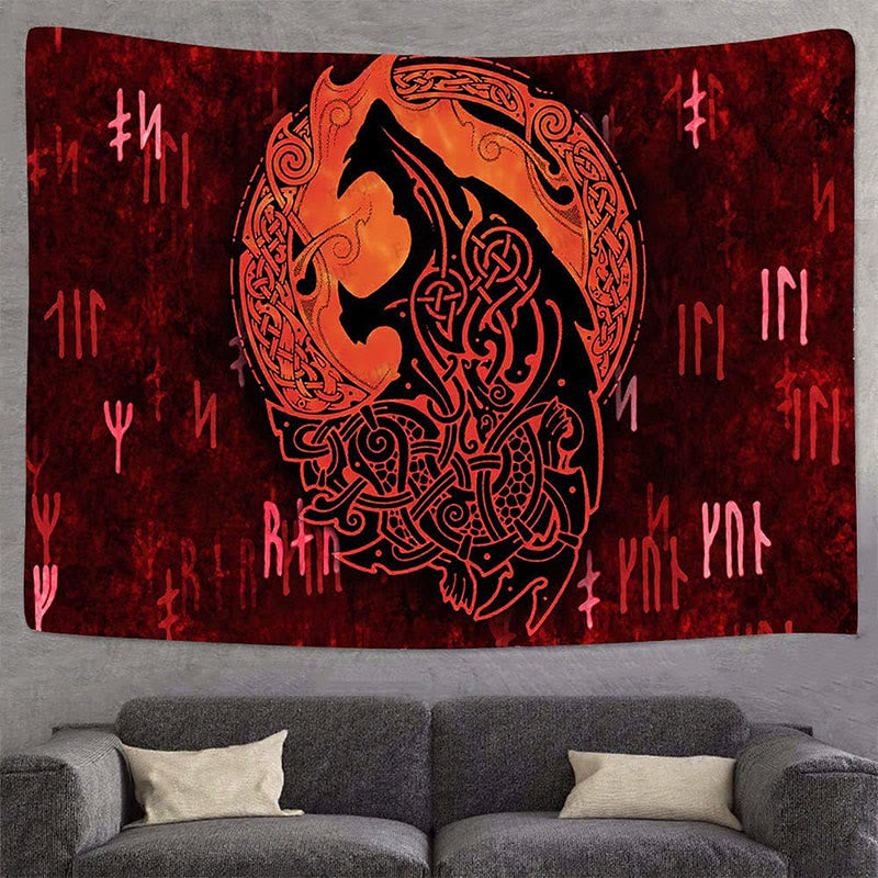 WorldNorse Verzierter Vintage Fenrir Wandteppich - image 3